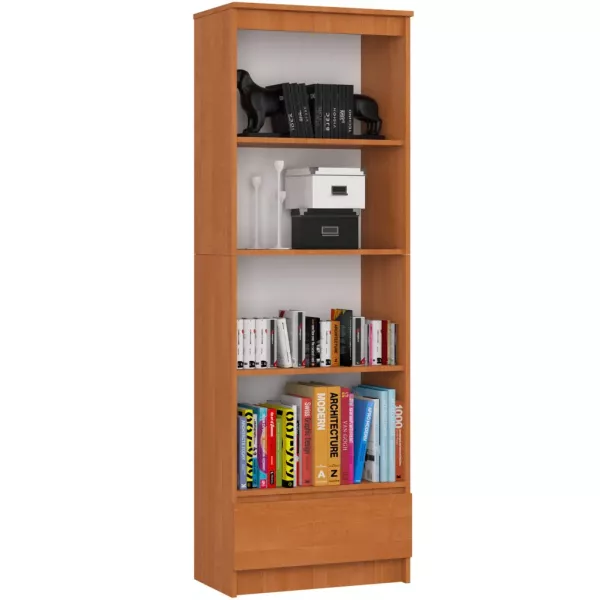 Regał do salonu, biura, 1 szuflada, ARLO, 60x35x180, olcha | TYLETEGOTU 989020