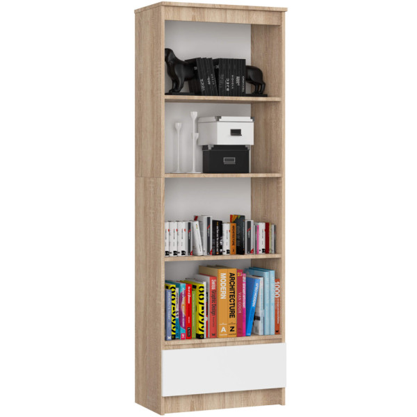 Regał do salonu, biura, 1 szuflada, ARLO, 60x35x180, sonoma | TYLETEGOTU 989022