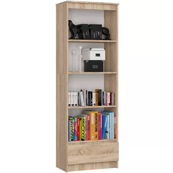 Regał do salonu, biura, 1 szuflada, ARLO, 60x35x180, sonoma | TYLETEGOTU 989019