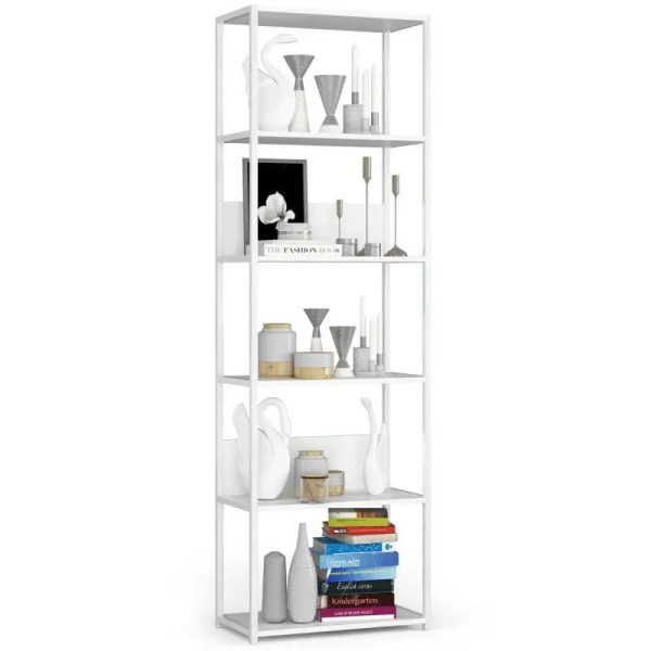 Regał do salonu, loft, 6 półek, RAVEN, 60x32x192, biały, mat | TYLETEGOTU 834176