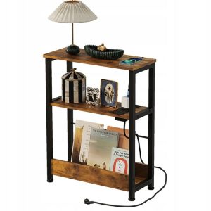 Regał do salonu półka z wejściem usb na książki brąz loft pojemna szafka 987170 Regał do salonu półka z wejściem usb na książki brąz loft pojemna szafka 987170