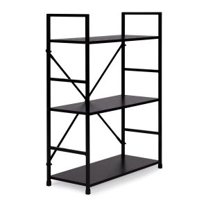 Regał drewniany metalowa rama szeroki LOFT 3 półki czarny 341033 Regał drewniany metalowa rama szeroki LOFT 3 półki czarny 341033