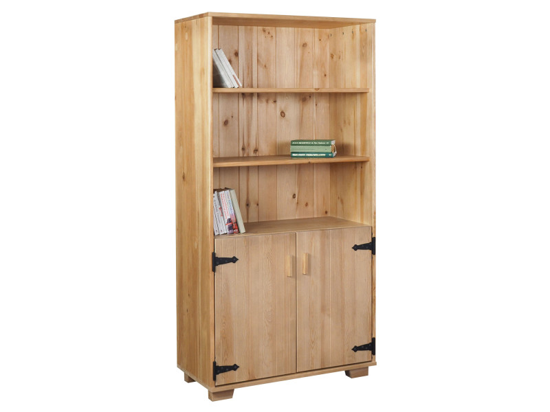 Regał drewniany z drzwiczkami II NATURAL WOOD, kolor dębowy 378621