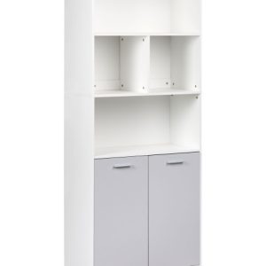 Regał dwudrzwiowy z szafką szaro- biały 870346 Regał dwudrzwiowy z szafką szaro- biały 870346