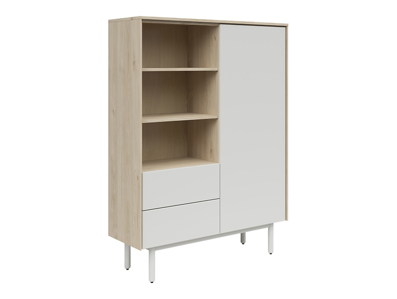 Regał Ema 105 cm z drzwiami 2 szufladami i półkami orzech jackson hickory/jasny szary 298026