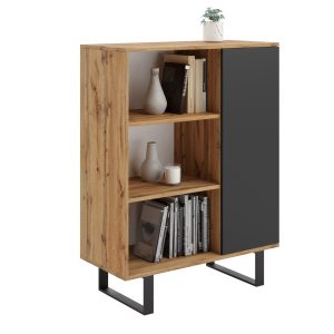 Regał Fondi loft – dąb craft złoty/czarny 88977 Regał Fondi loft – dąb craft złoty/czarny 88977