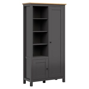 Regał Hesen 106 cm z 2 drzwiami i 4 półkami grafitowy 56290