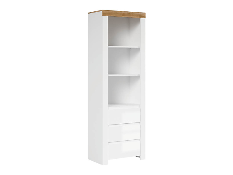 Regał Holten 68 cm z 3 szufladami i 4 półkami biały 36717