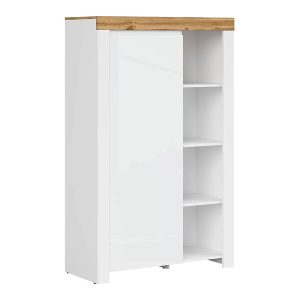 Regał Holten 98 cm z drzwiami i 4 półkami biały 37874