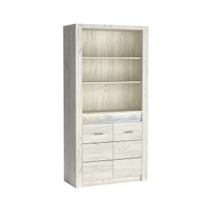 Regał INDIANAPOLIS CRAFT BIAŁY otwarty z ozdobną wstawką 192 cm 135998