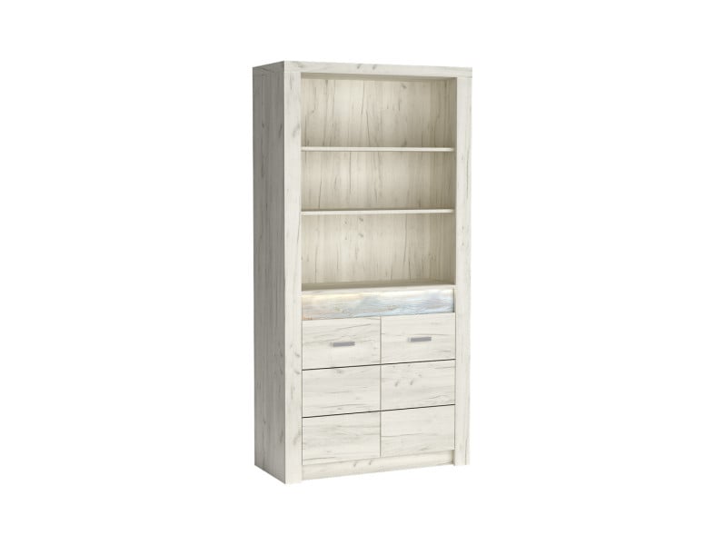 Regał INDIANAPOLIS CRAFT BIAŁY otwarty z ozdobną wstawką 192 cm 135998