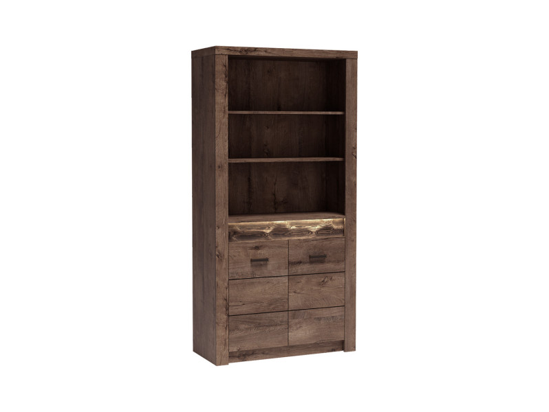Regał INDIANAPOLIS JESION CIEMNY otwarty z ozdobną wstawką 192 cm 135996