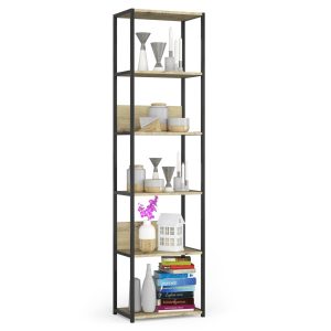 Regał industrialny AKORD metalowy Czarny Dąb Artisan 50x32x192 cm 957521