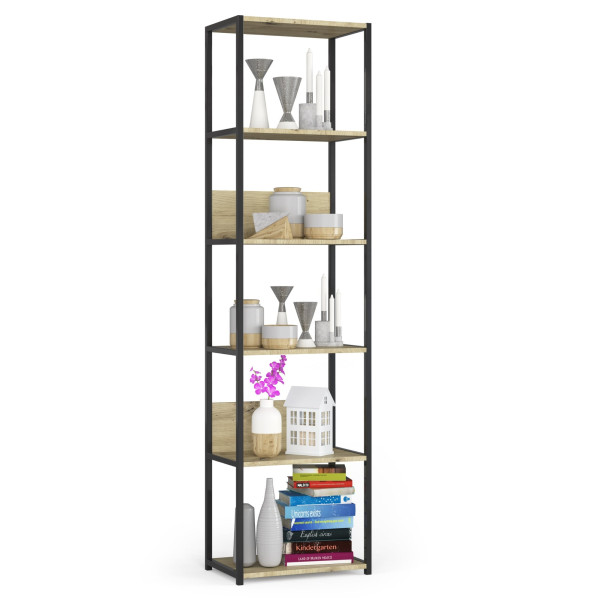Regał industrialny AKORD metalowy Czarny Dąb Artisan 50x32x192 cm 957521