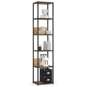Regał industrialny AKORD metalowy Czarny Dąb Craft 40x32x192 cm 957522