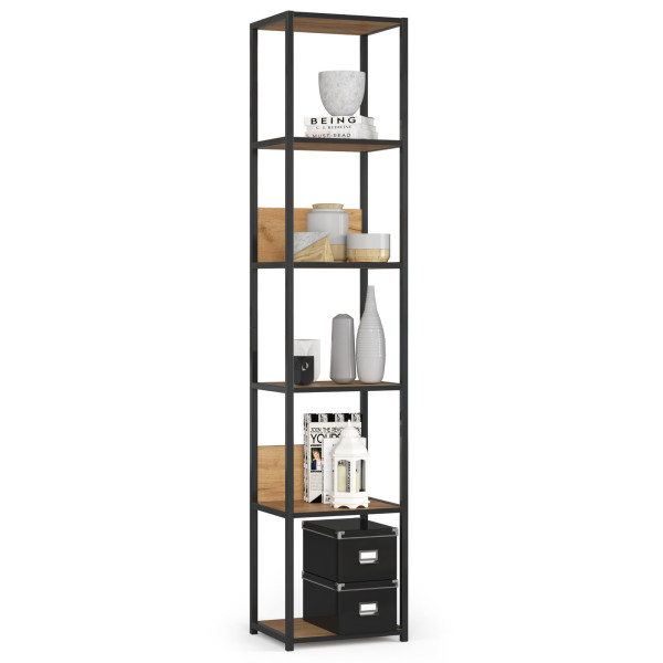 Regał industrialny AKORD metalowy Czarny Dąb Craft 40x32x192 cm 957522