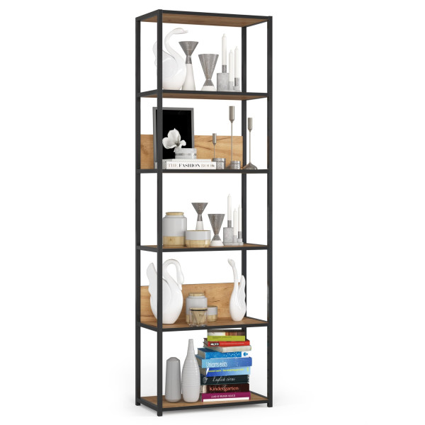Regał industrialny AKORD metalowy Czarny Dąb Craft 60x32x192 cm 957518