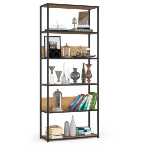 Regał industrialny AKORD metalowy Czarny Dąb Craft 80x32x192 cm 959031