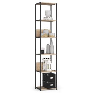 Regał industrialny AKORD metalowy Czarny Dąb Sonoma 40x32x192 cm 957517