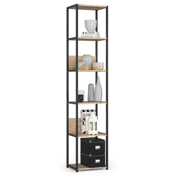 Regał industrialny AKORD metalowy Czarny Dąb Sonoma 40x32x192 cm 957517