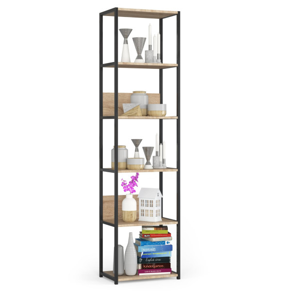 Regał industrialny AKORD metalowy Czarny Dąb Sonoma 50x32x192 cm 957520