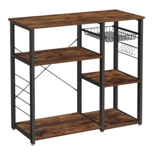 Regał kuchenny industrialny 90 cm z koszykiem haczykami półka pod mikrofalę 806267 Regał kuchenny industrialny 90 cm z koszykiem haczykami półka pod mikrofalę 806267