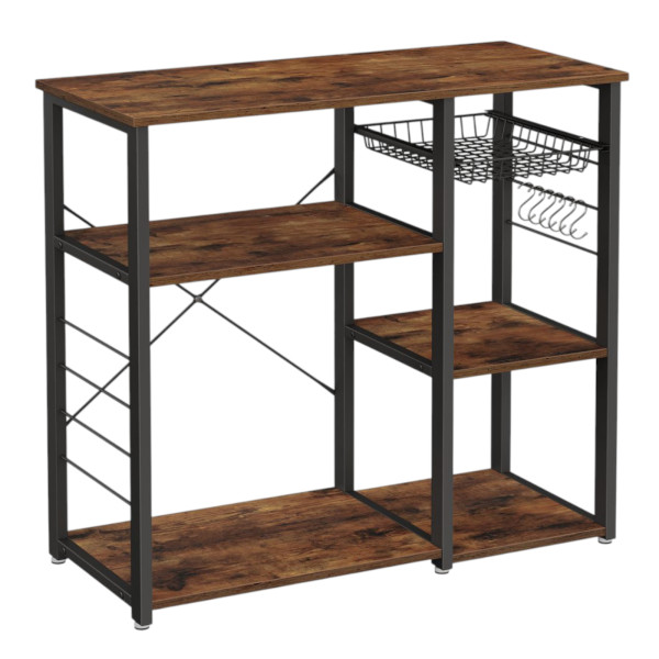 Regał kuchenny industrialny 90 cm z koszykiem haczykami półka pod mikrofalę 806267