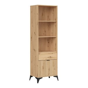 Regał Lamea 60 cm z drzwiami szufladą i 3 półkami dąb artisan 209891 Regał Lamea 60 cm z drzwiami szufladą i 3 półkami dąb artisan 209891