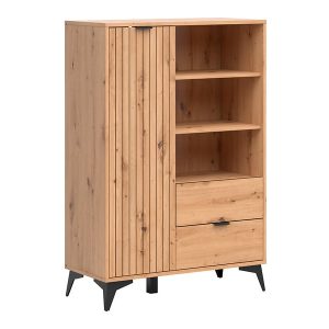 Regał Lamea 90 cm z drzwiami 2 szufladami i 2 półkami dąb artisan 769818 Regał Lamea 90 cm z drzwiami 2 szufladami i 2 półkami dąb artisan 769818