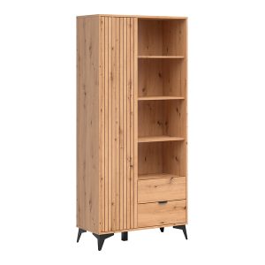 Regał Lamea 90 cm z drzwiami 2 szufladami i 3 półkami dąb artisan 769819 Regał Lamea 90 cm z drzwiami 2 szufladami i 3 półkami dąb artisan 769819