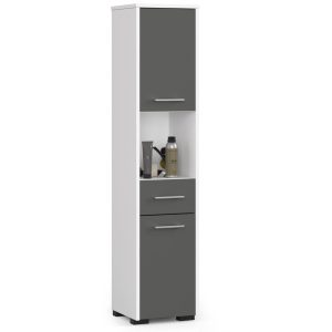 Regał Łazienka Fin Słupek 30 2D 1Sz 1W 140Cm Pk Biały / Szary 710379 Regał Łazienka Fin Słupek 30 2D 1Sz 1W 140Cm Pk Biały / Szary 710379