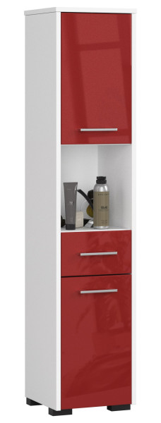 Regał Łazienka Fin Słupek 30 2D 1Sz 1W 140Cm Pk Czerwony Połysk 710383