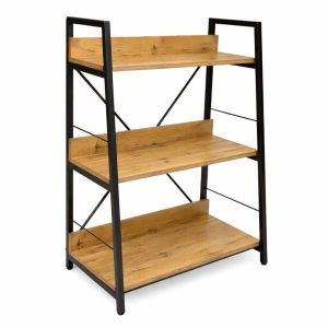Regał loft industrialny 3 półki dąb czarny metal do salonu 61x35x84 996490 Regał loft industrialny 3 półki dąb czarny metal do salonu 61x35x84 996490