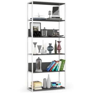 Regał loftowy metalowy 80 cm Biały, Szary 80x32x192 cm 303433 Regał loftowy metalowy 80 cm Biały, Szary 80x32x192 cm 303433