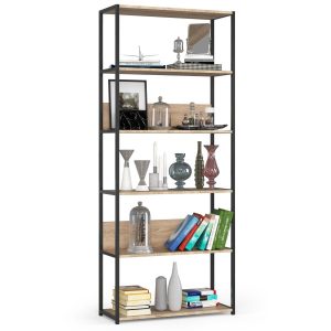 Regał loftowy metalowy 80 cm Czarny, Dąb Sonoma 80x32x192 cm 303387 Regał loftowy metalowy 80 cm Czarny, Dąb Sonoma 80x32x192 cm 303387