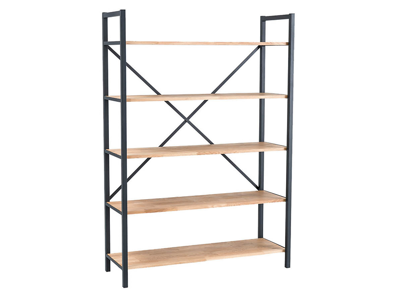 Regał Loras R1 122 cm z 5 półkami dąb/czarny 42199