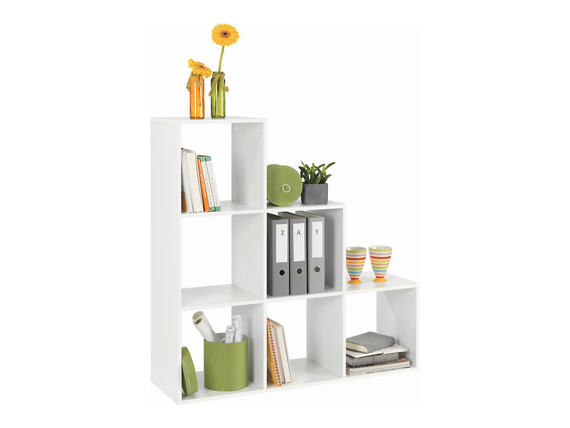 Regał Luna 112 cm z 6 półkami biały 838292