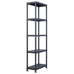 Regał magazynowy, czarny, 125 kg, 60x30x180 cm, plastikowy 340080