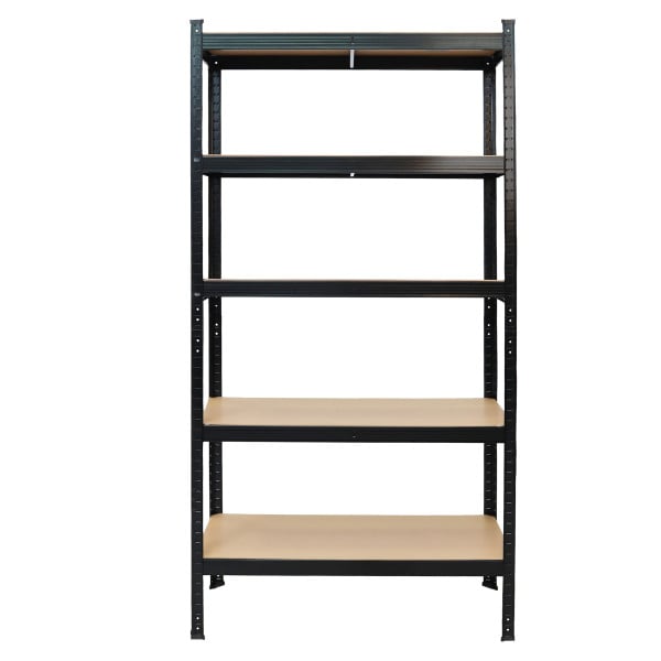 Regał magazynowy metalowy czarny 2w1 5 jasnych półek 150x75x30 cm 756261