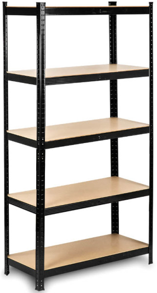 Regał magazynowy metalowy czarny 5 półek wciskany 875kg 180x90x40cm 782156