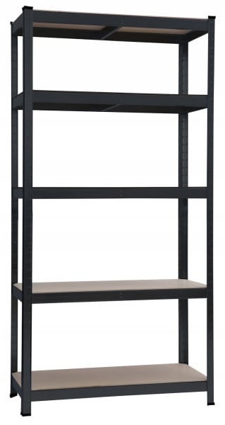 Regał magazynowy metalowy szafka półka piwnica garaż 150x75x30cm czarny 759005