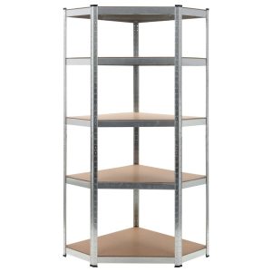 Regał magazynowy, srebrny, 75x75x180 cm, stal i MDF 340078