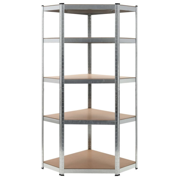 Regał magazynowy, srebrny, 75x75x180 cm, stal i MDF 340078