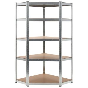 Regał magazynowy, srebrny, 90x90x180 cm, stal i MDF 340079