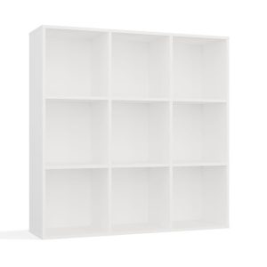 Regał Malax 3×3 H biały zabudowany tył półki komorowe 110×110 cm do salonu 662200