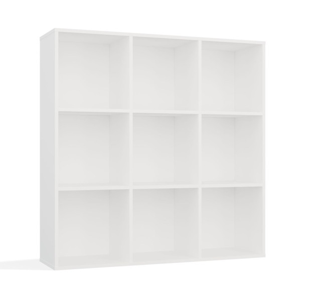 Regał Malax 3x3 H biały zabudowany tył półki komorowe 110x110 cm do salonu 662200
