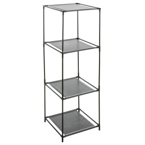 Regał metalowy czarny 4 półki, nowoczesny 102 cm 793546 Regał metalowy czarny 4 półki, nowoczesny 102 cm 793546