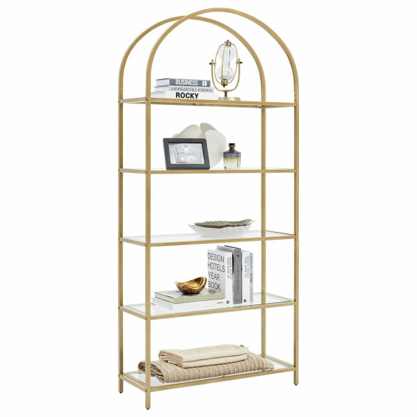 Regał metalowy złoty glamour 5 szklanych półek 183,5 cm 83x30,2 cm 1064636