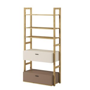 Regał młodzieżowy SONNY szeroki z szufladami i półkami dąb artisan + beż 718270 Regał młodzieżowy SONNY szeroki z szufladami i półkami dąb artisan + beż 718270