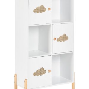 Regał motyw chmurek MDF drewniane nóżki biały 412991 Regał motyw chmurek MDF drewniane nóżki biały 412991
